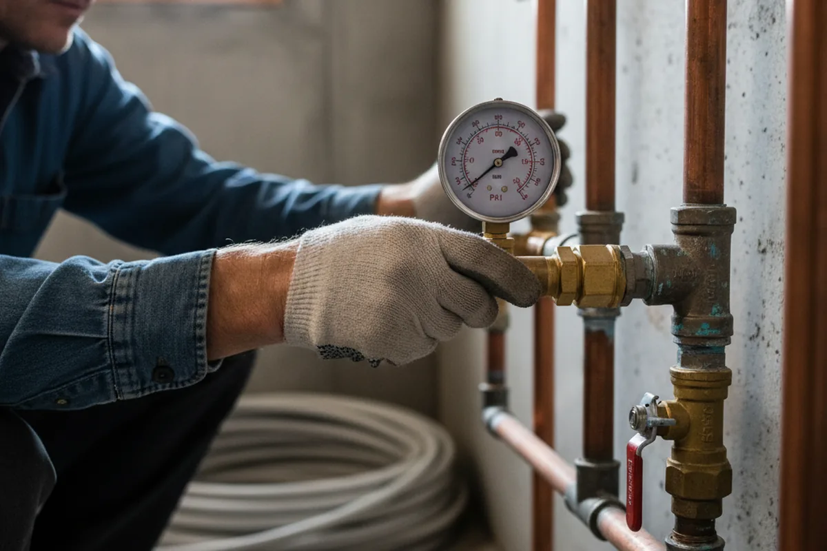 Pressure testing a repaired line during Water Line Repair in Ryde